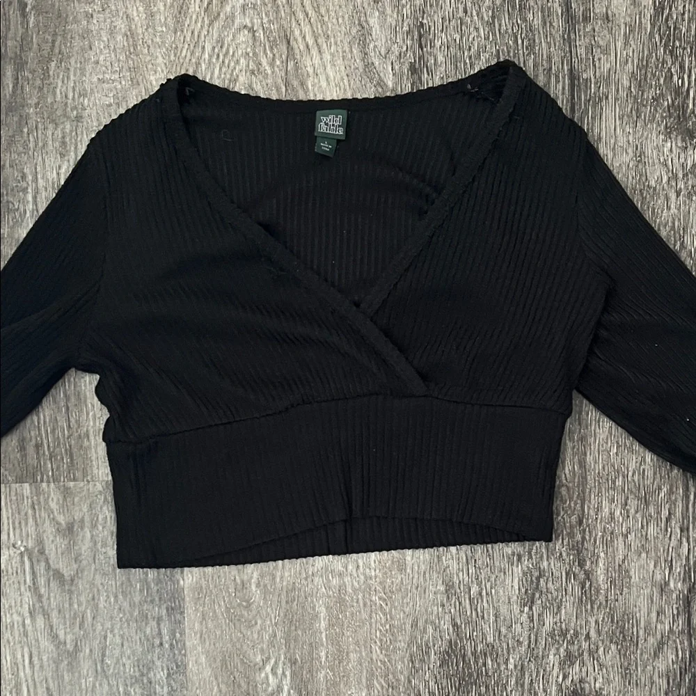 Wild Fable Black Ribbed Crop Top - Picture 1 of 1
